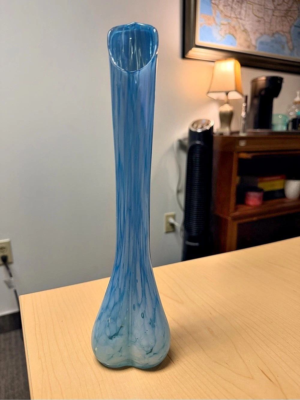 Blue & White Abstract Glass Vase